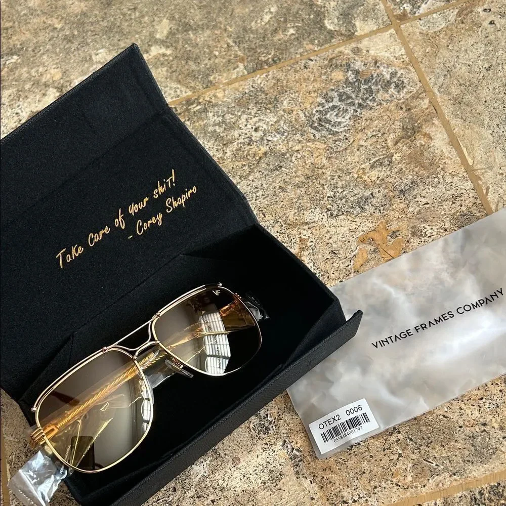 vintage frame company Gold Aviator Sunglasses